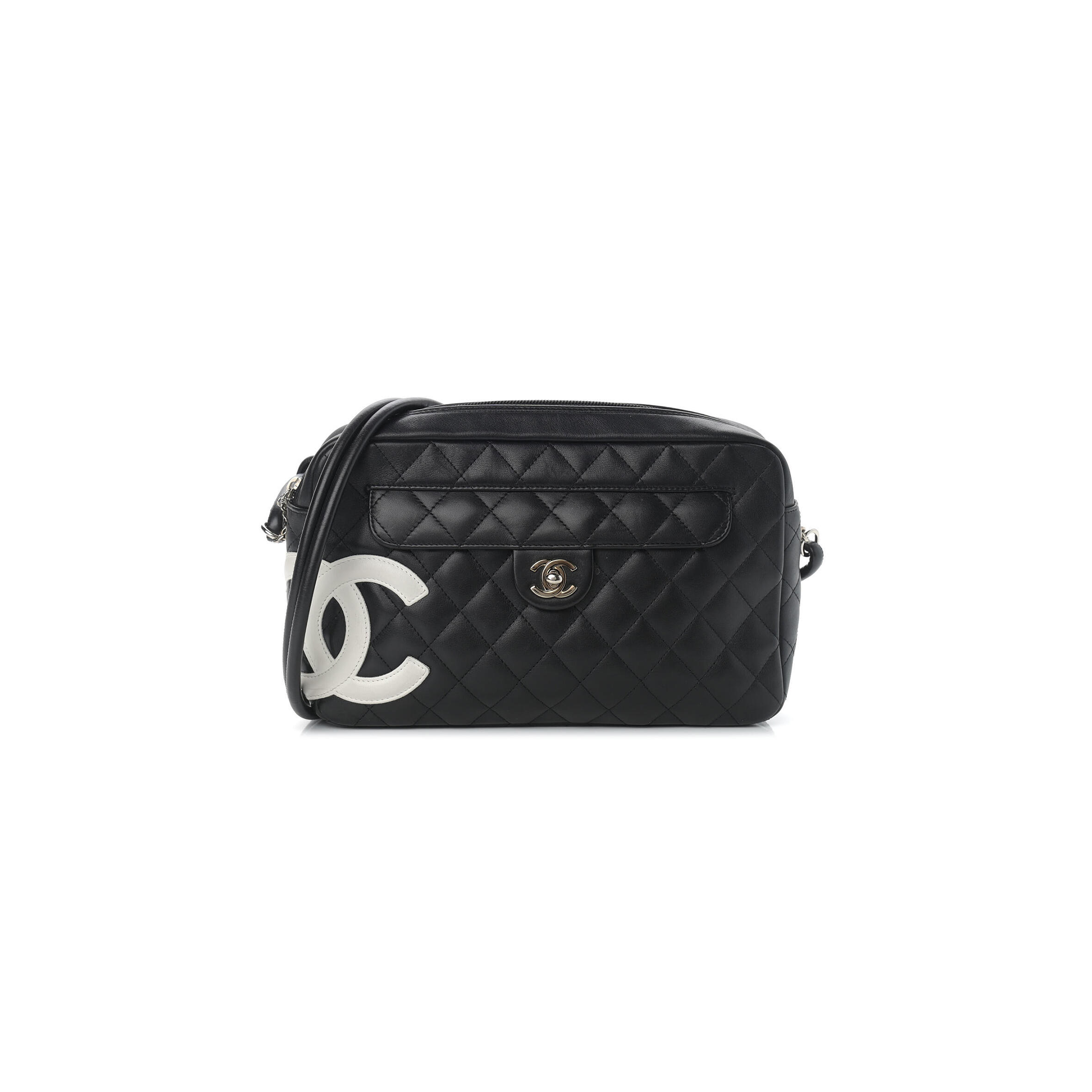 CHANEL CALFSKIN QUILTED CAMBON CAMERA BAG BLACK 928405 (27*16.5*6cm)